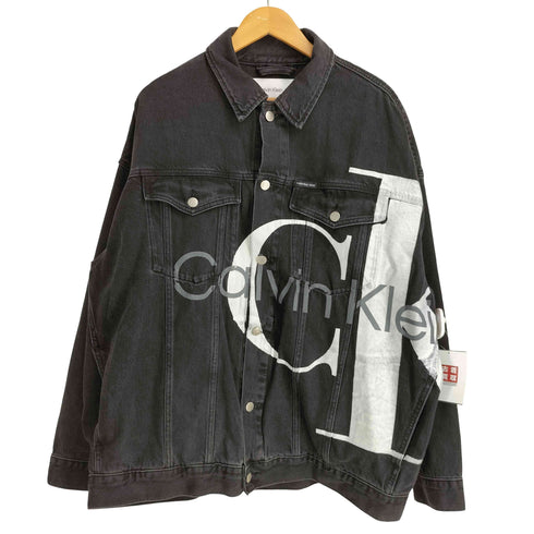 カルバンクラインジーンズ Calvin Klein Jeans Extreme Oversized ロゴプリント ブラックデニムジャケット メンズ